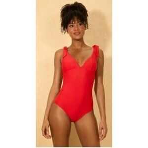 Women's Shoulder Tie Medium Coverage One Piece Swimsuit - Shade & Shore Red XS